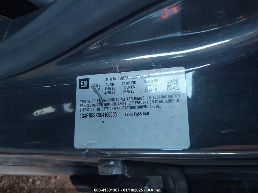 2014 BUICK VERANO VIN: 1G4PR5SK5E4165585
