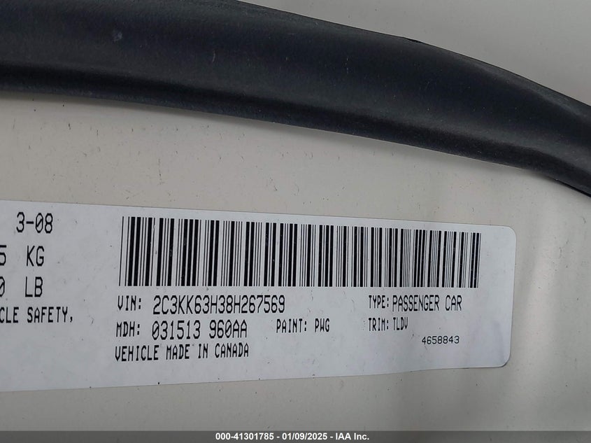 2008 CHRYSLER 300C VIN: 2C3KK63H38H267569