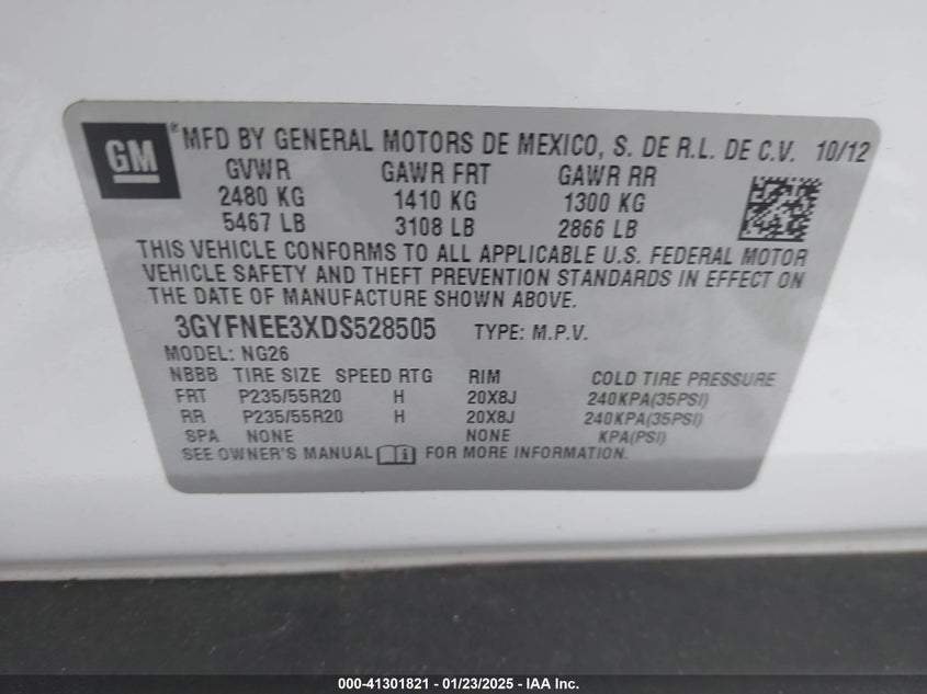 2013 CADILLAC SRX PREMIUM COLLECTION - 3GYFNEE3XDS528505