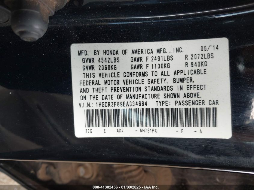 2014 HONDA ACCORD EX-L V-6 - 1HGCR3F89EA034684