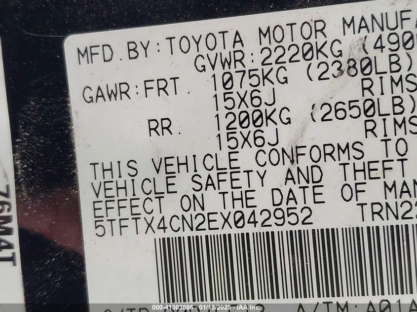 2014 TOYOTA TACOMA - 5TFTX4CN2EX042952