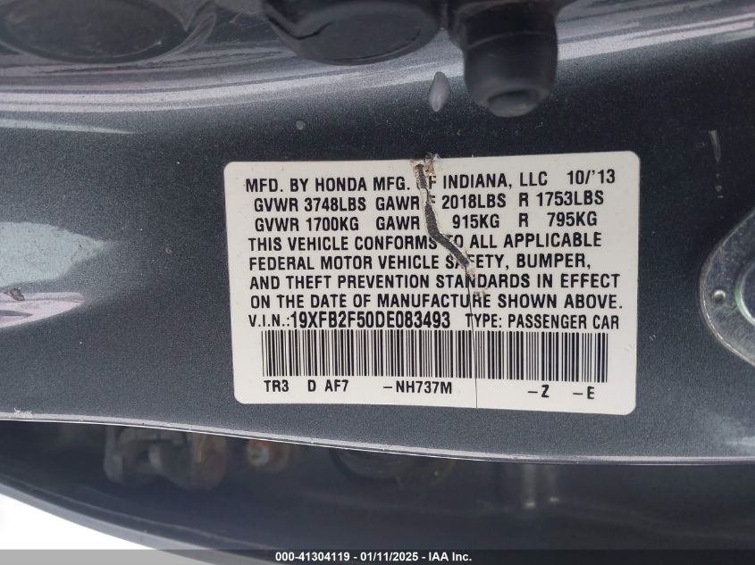 VIN 19XFB2F50DE083493 2013 Honda Civic, LX no.9