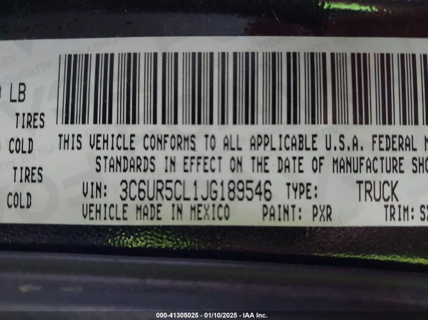 VIN 3C6UR5CL1JG189546 2018 RAM 2500 no.9