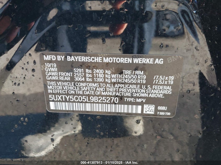 2020 BMW X3 XDRIVE30I - 5UXTY5C05L9B25270