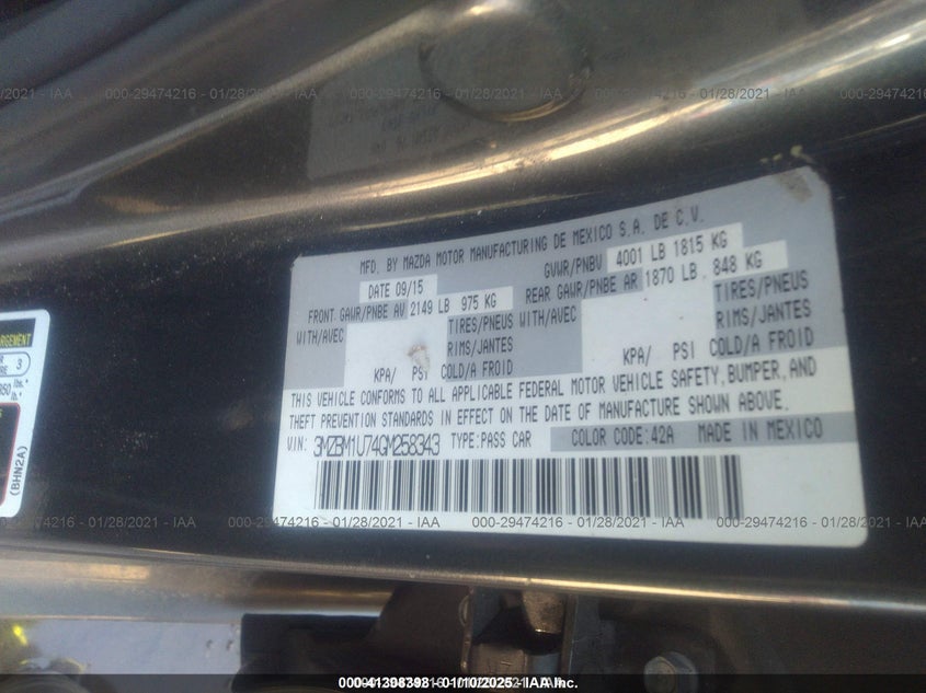 2016 MAZDA MAZDA3 - 3MZBM1U74GM258343