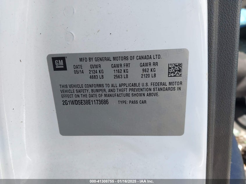 2014 CHEVROLET IMPALA LIMITED POLICE - 2G1WD5E38E1173686