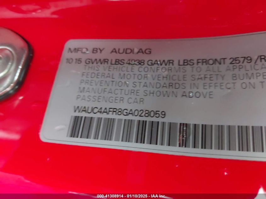 VIN WAUC4AFR8GA028059 2016 AUDI S5 no.9