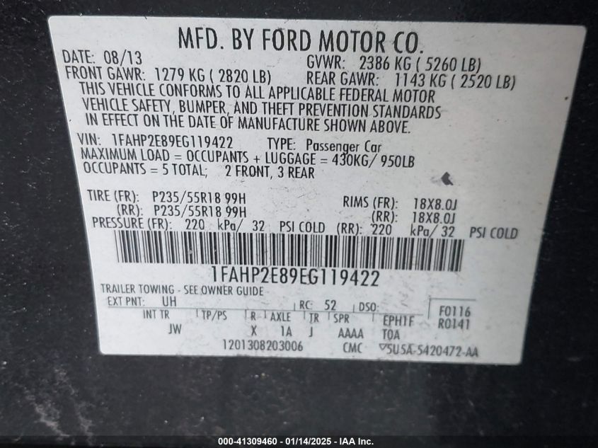 2014 FORD TAURUS - 1FAHP2E89EG119422