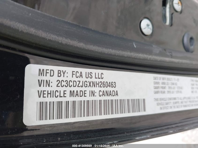 2022 Dodge Challenger Gt VIN: 2C3CDZJGXNH260463 Lot: 41309569