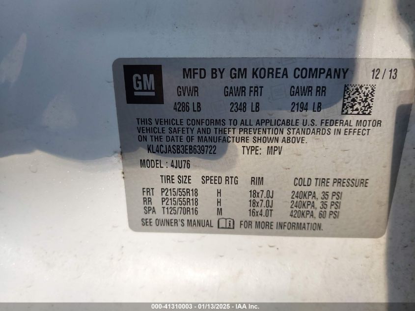 VIN KL4CJASB3EB639722 2014 Buick Encore no.9