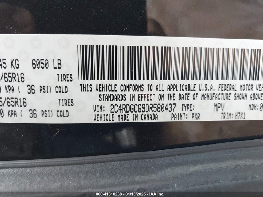 2013 DODGE GRAND CARAVAN SXT - 2C4RDGCG9DR580437