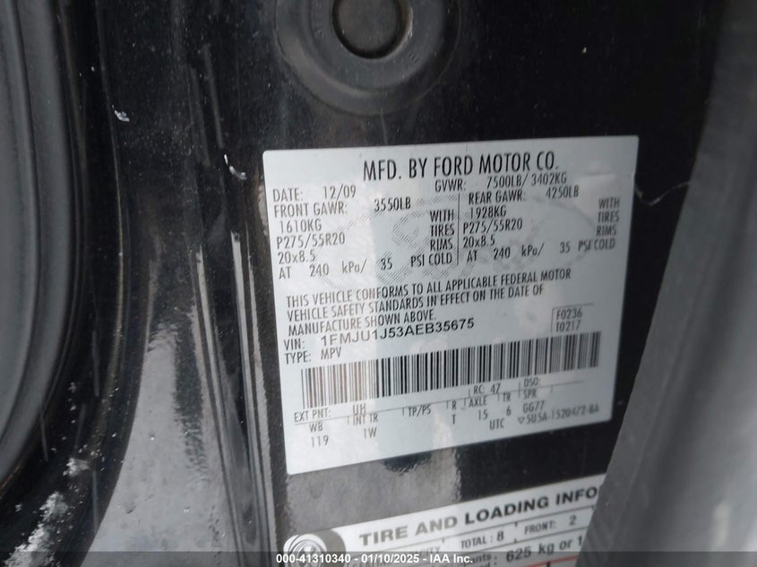 2010 FORD EXPEDITION VIN: 1FMJU1J53AEB35675