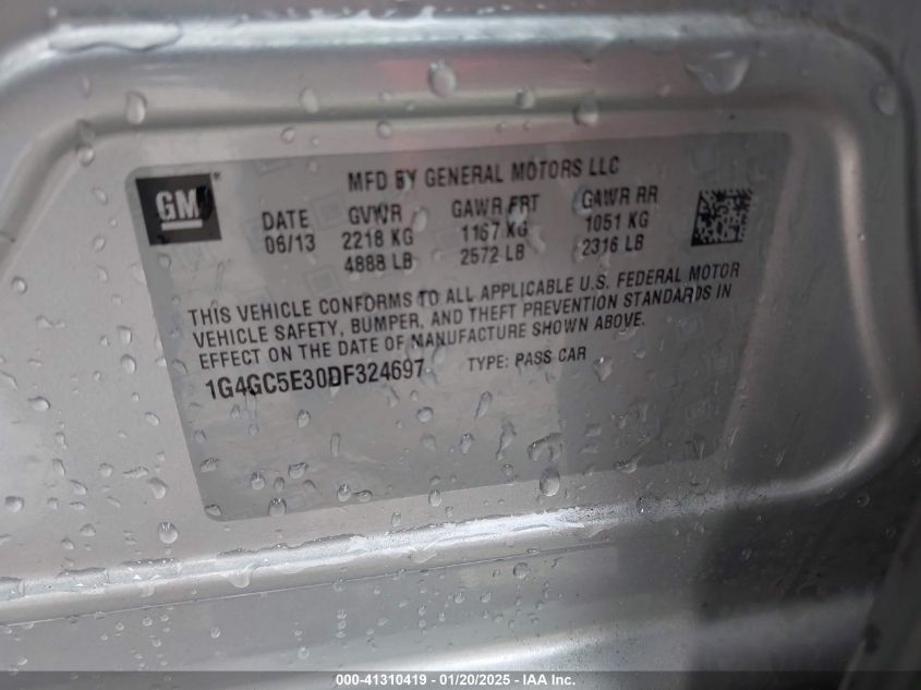 2013 Buick Lacrosse Leather Group VIN: 1G4GC5E30DF324697 Lot: 41310419