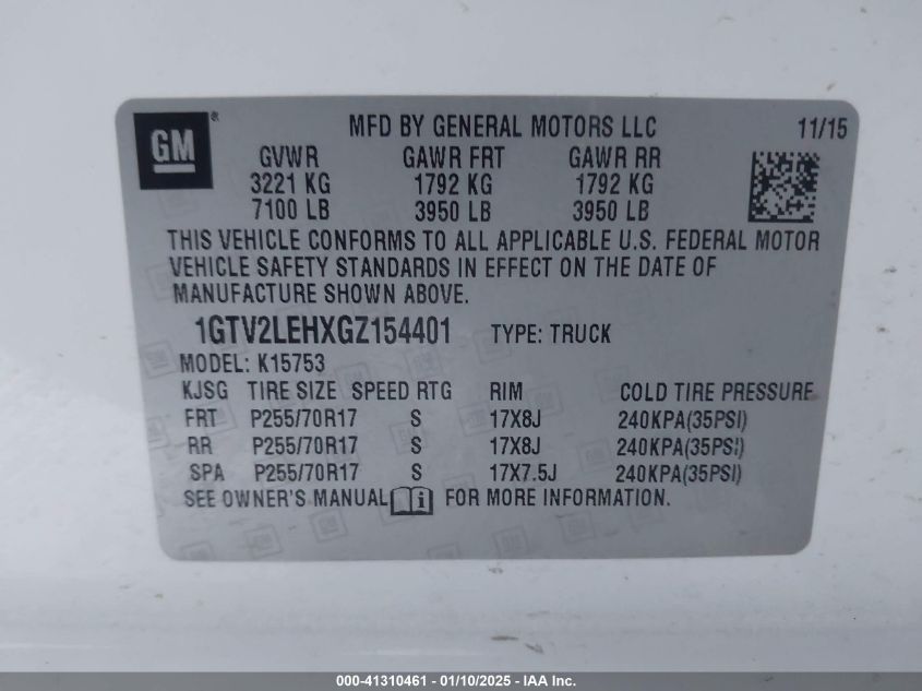 VIN 1GTV2LEHXGZ154401 2016 GMC SIERRA 1500 no.9