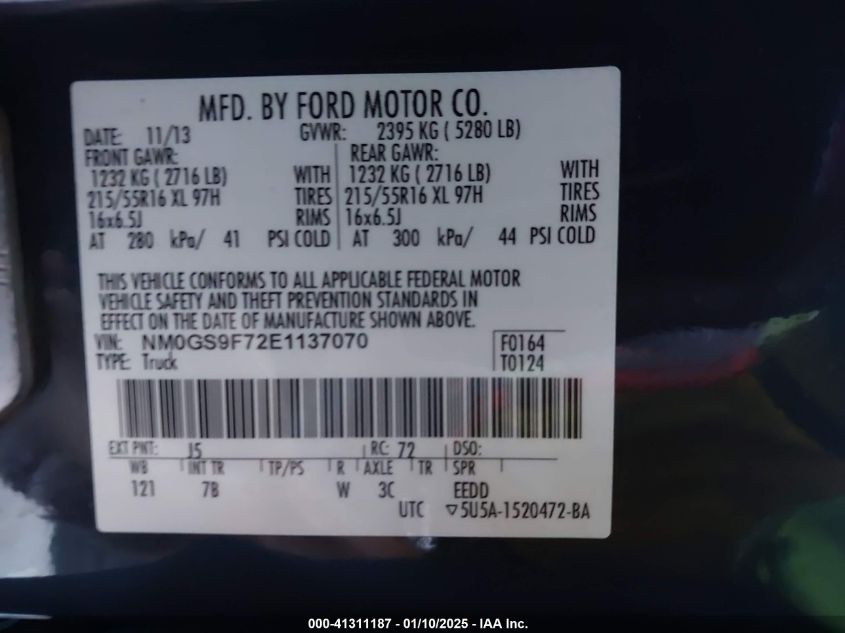 VIN NM0GS9F72E1137070 2014 Ford Transit, Connect Xlt no.9