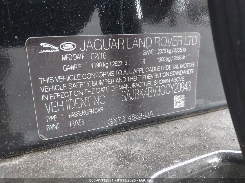 2016 JAGUAR XF 35T PRESTIGE - SAJBK4BV3GCY20943