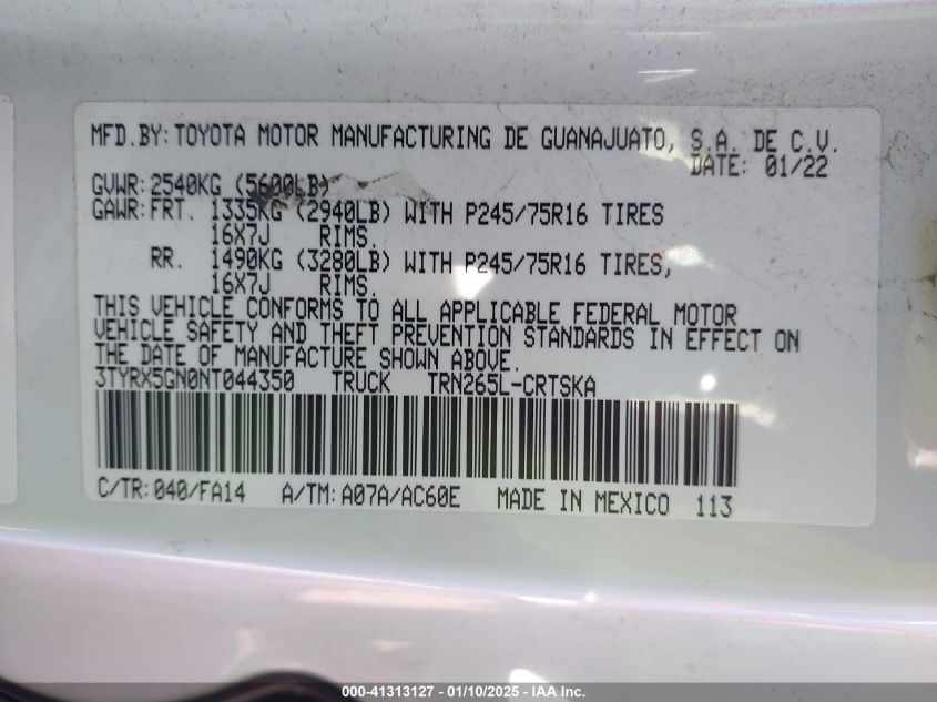 VIN 3TYRX5GN0NT044350 2022 TOYOTA TACOMA no.9