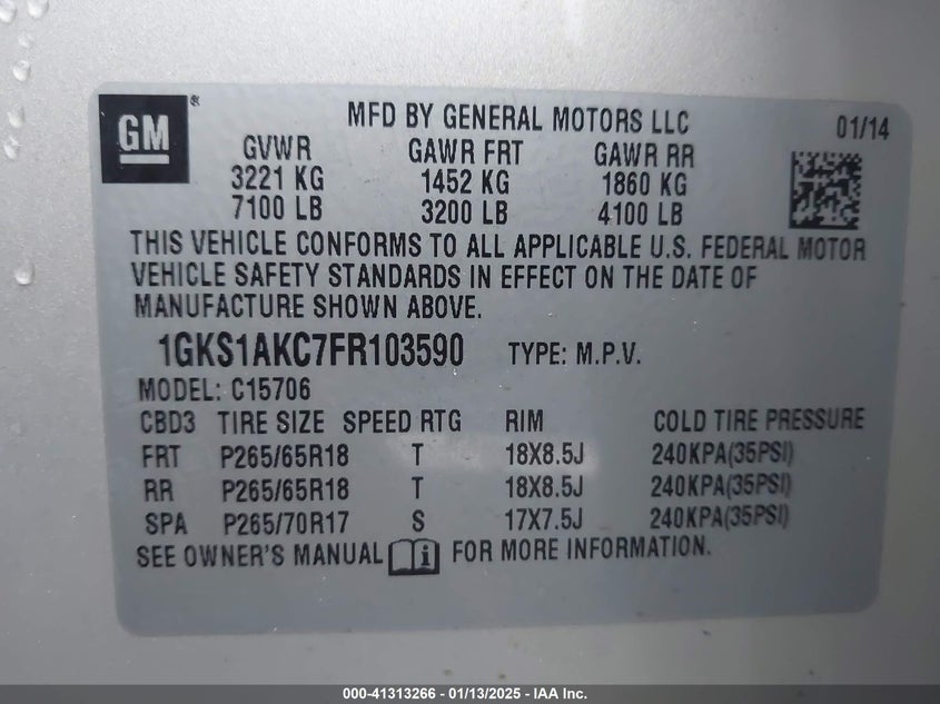 2015 GMC YUKON SLE - 1GKS1AKC7FR103590