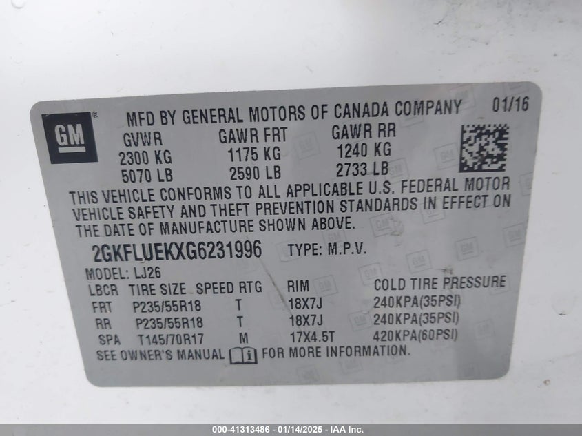 2016 GMC TERRAIN SLT - 2GKFLUEKXG6231996