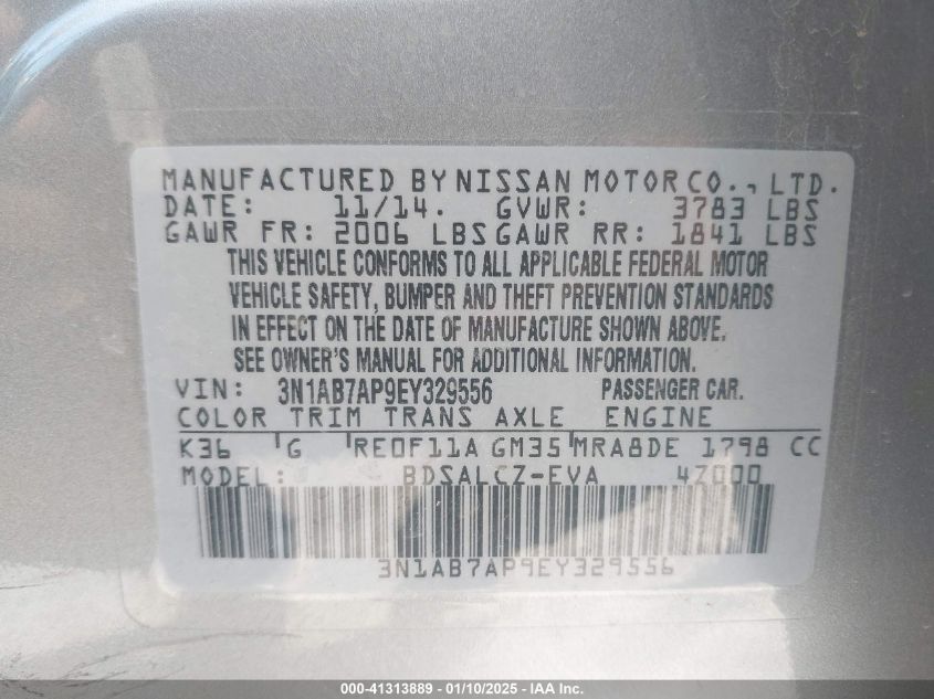 VIN 3N1AB7AP9EY329556 2014 NISSAN SENTRA no.9