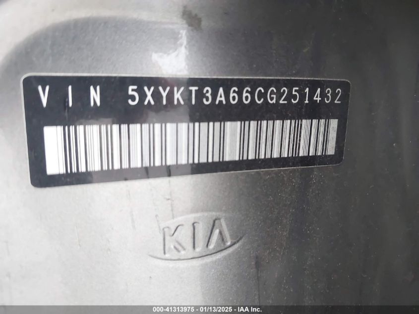 2012 Kia Sorento Lx VIN: 5XYKT3A66CG251432 Lot: 41313975