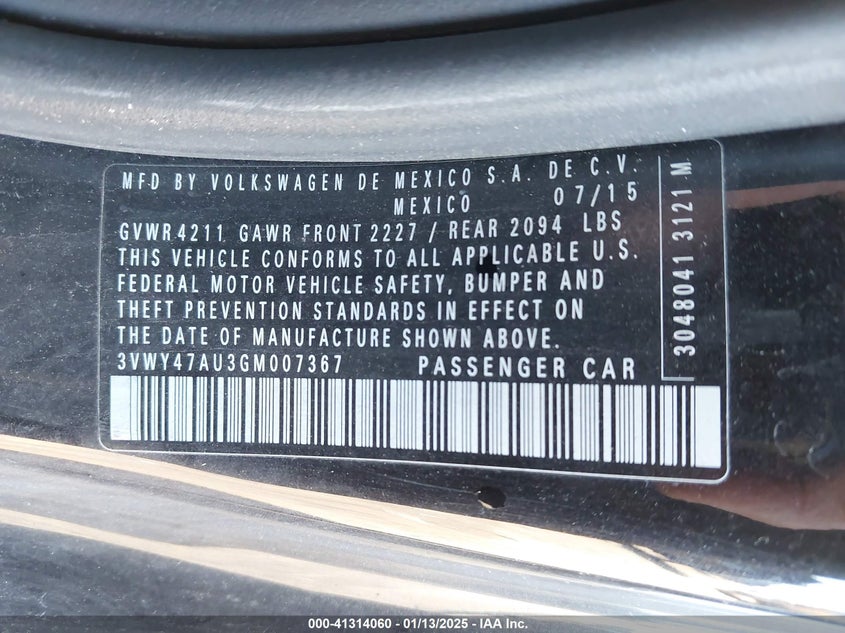 2016 VOLKSWAGEN GOLF GTI S W/PERFORMANCE PACKAGE 2-DOOR - 3VWY47AU3GM007367