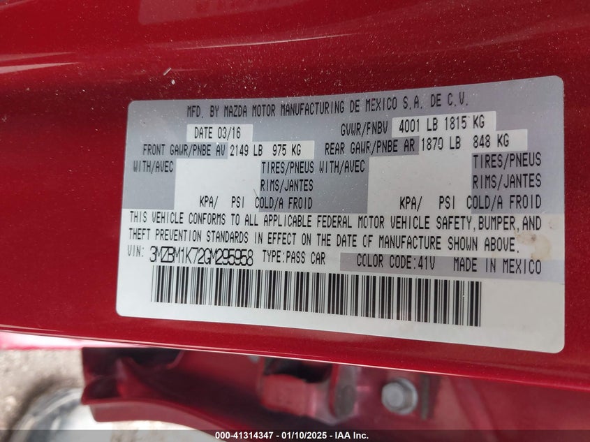 2016 MAZDA MAZDA3 I SPORT - 3MZBM1K72GM295958