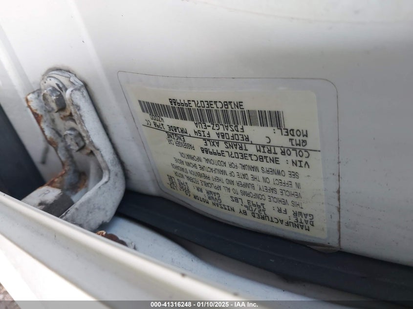 2007 Nissan Versa 1.8Sl VIN: 3N1BC13E07L399988 Lot: 41316248