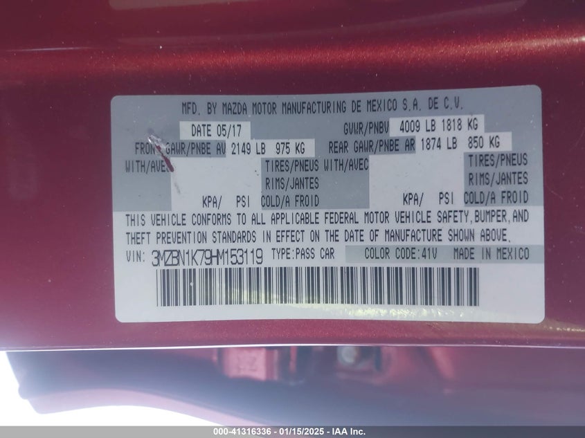 2017 MAZDA MAZDA3 SPORT - 3MZBN1K79HM153119