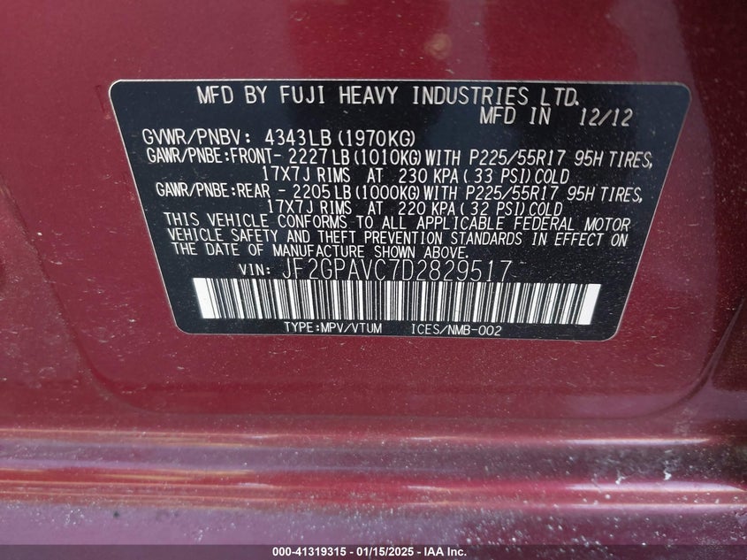 2013 SUBARU XV CROSSTREK 2.0I PREMIUM - JF2GPAVC7D2829517