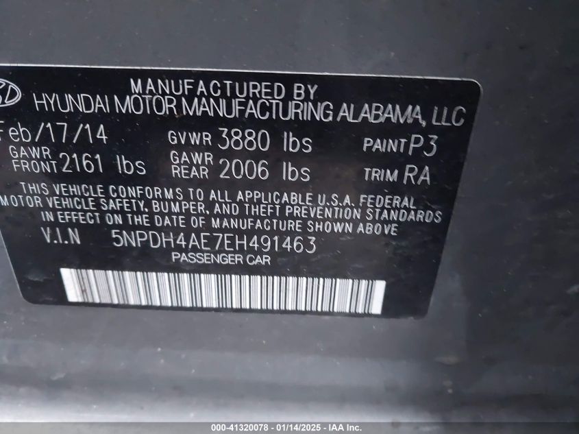 VIN 5NPDH4AE7EH491463 2014 Hyundai Elantra, SE no.9