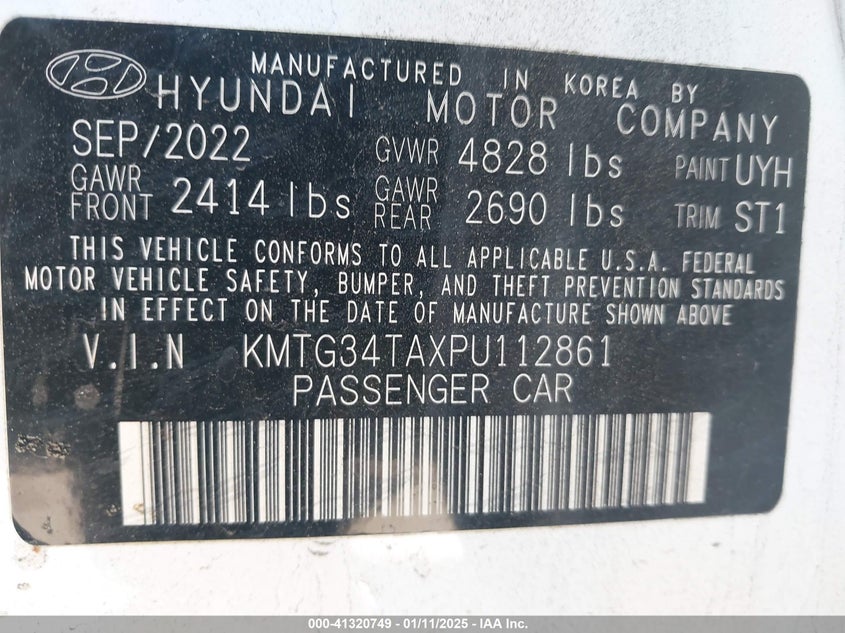 2023 GENESIS G70 VIN: KMTG34TAXPU112861