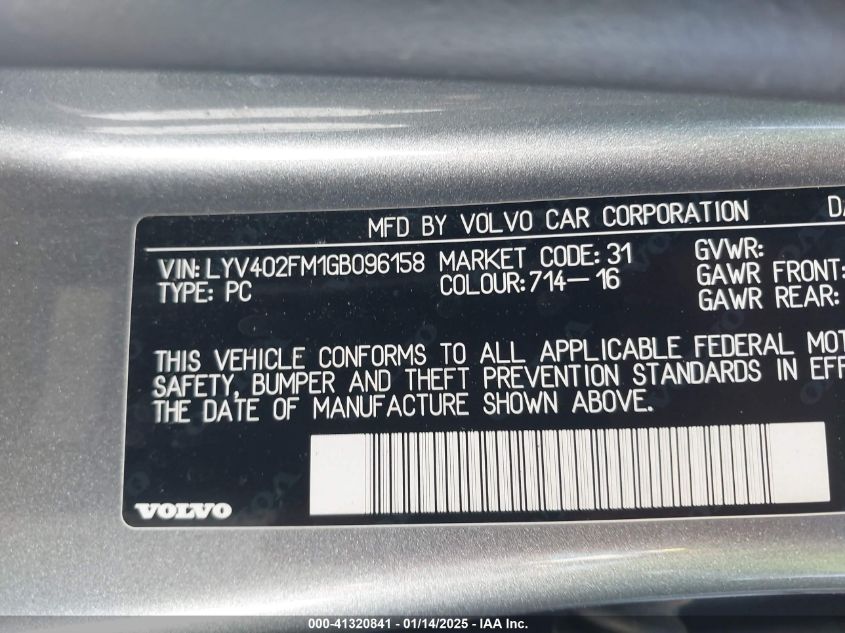 VIN LYV402FM1GB096158 2016 VOLVO S60 INSCRIPTION no.9