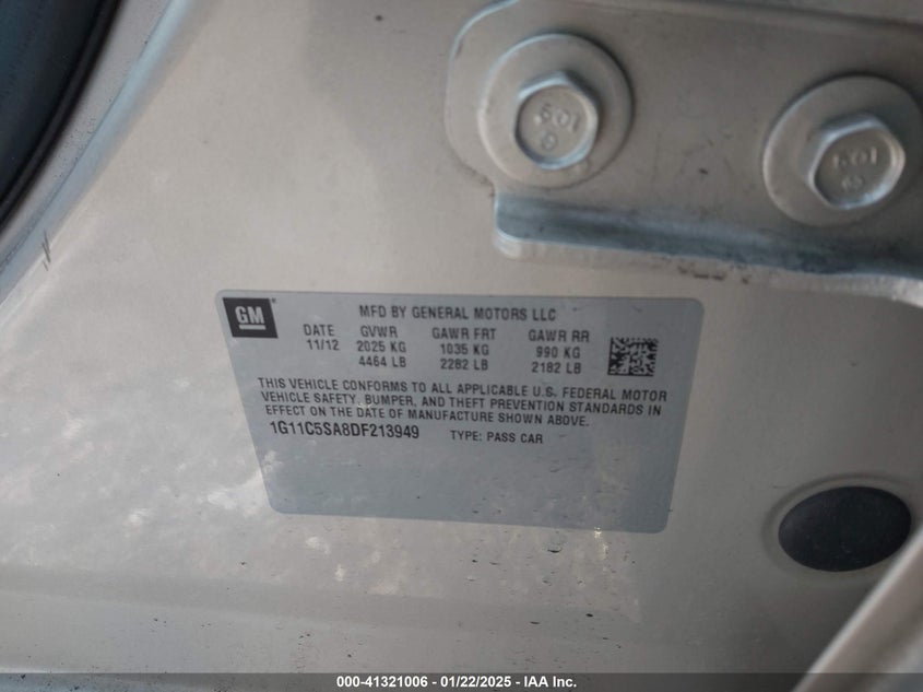 2013 CHEVROLET MALIBU 1LT - 1G11C5SA8DF213949