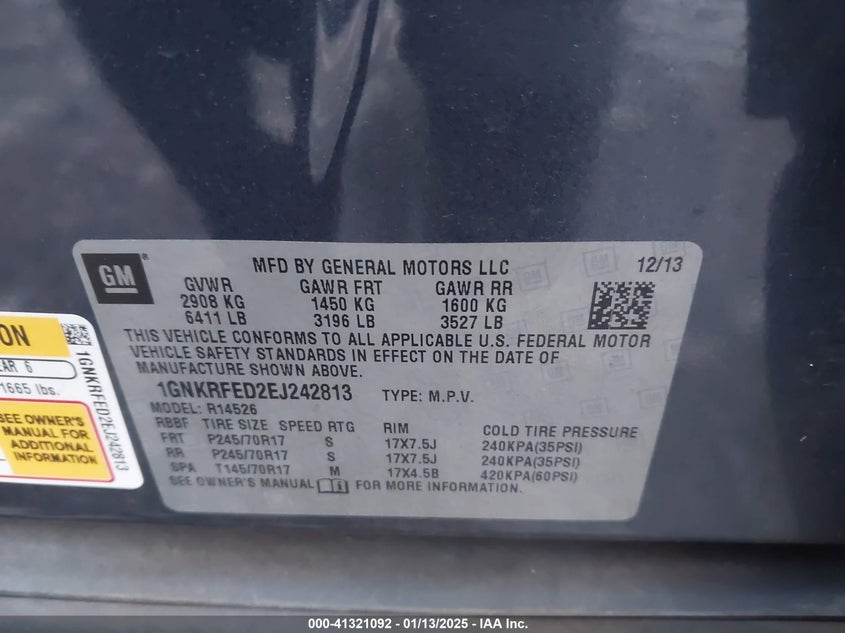 2014 CHEVROLET TRAVERSE LS - 1GNKRFED2EJ242813