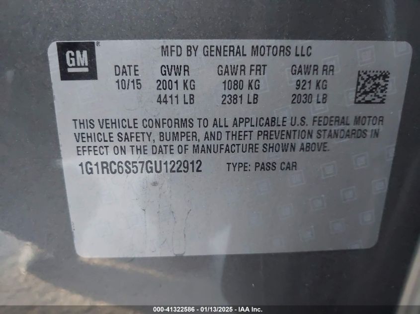 VIN 1G1RC6S57GU122912 2016 CHEVROLET VOLT no.9