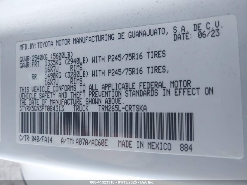 VIN 3TYRX5GN3PT084313 2023 TOYOTA TACOMA no.9