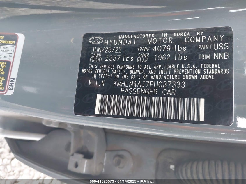 2023 HYUNDAI ELANTRA HYBRID VIN: KMHLN4AJ7PU037333