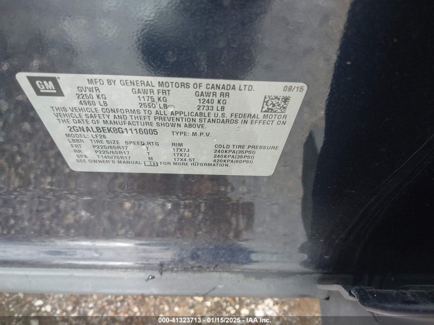 2016 CHEVROLET EQUINOX LS - 2GNALBEK8G1116005