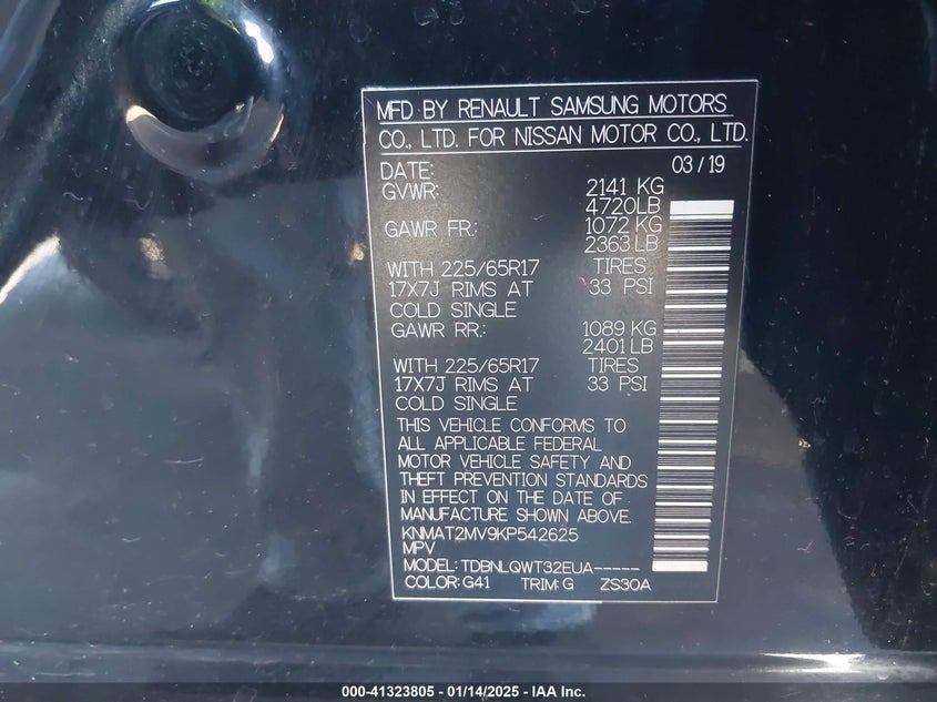 2019 NISSAN ROGUE SV - KNMAT2MV9KP542625