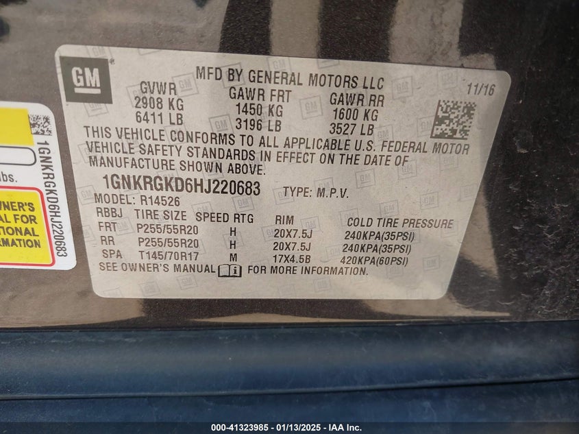 2017 CHEVROLET TRAVERSE 1LT - 1GNKRGKD6HJ220683