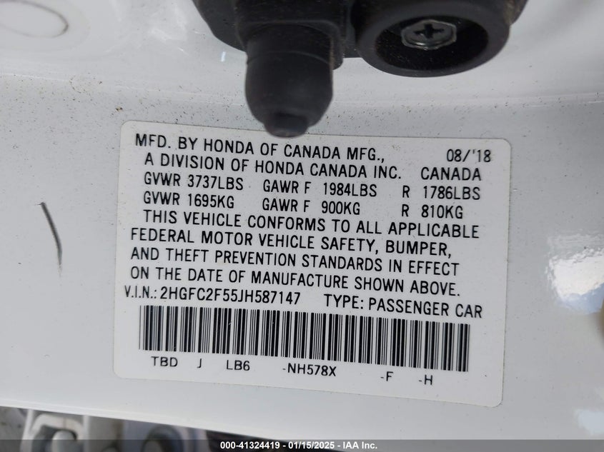 2018 HONDA CIVIC LX 2HGFC2F55JH587147