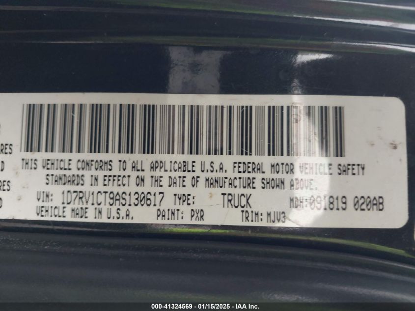 2010 Dodge Ram 1500 Slt/Sport/Trx VIN: 1D7RV1CT9AS130617 Lot: 41324569