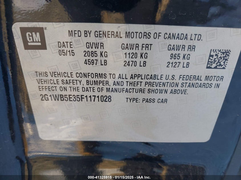 2015 CHEVROLET IMPALA LIMITED LT - 2G1WB5E35F1171028