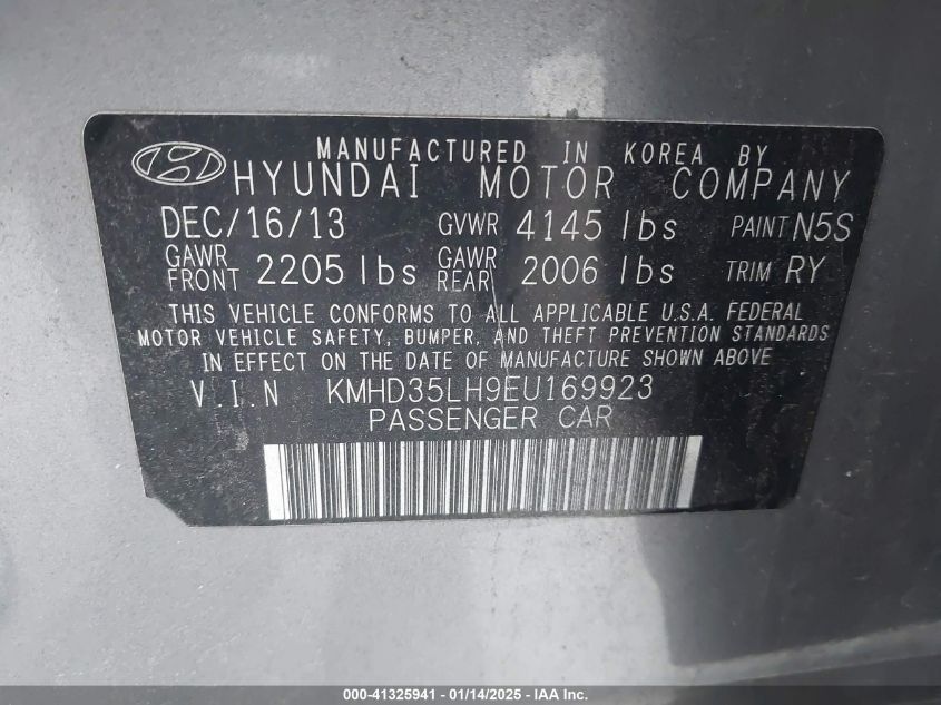 VIN KMHD35LH9EU169923 2014 HYUNDAI ELANTRA GT no.9