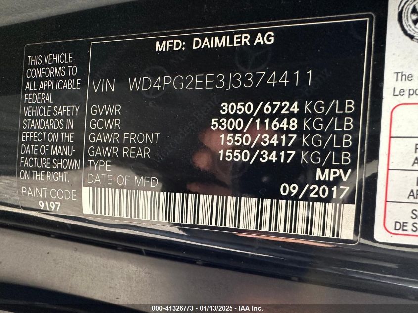 VIN WD4PG2EE3J3374411 2018 MERCEDES-BENZ METRIS no.8