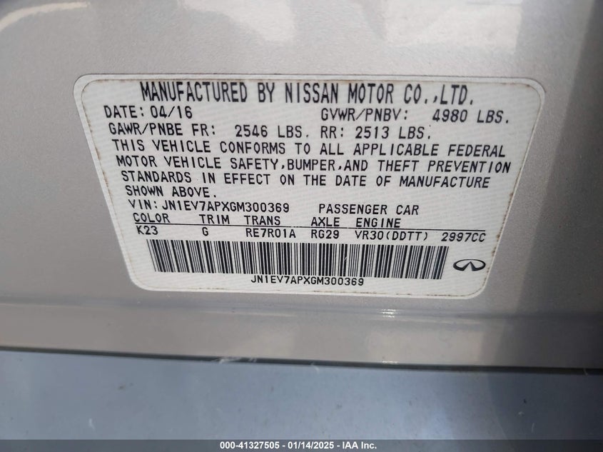 2016 INFINITI Q50 3.0T PREMIUM - JN1EV7APXGM300369