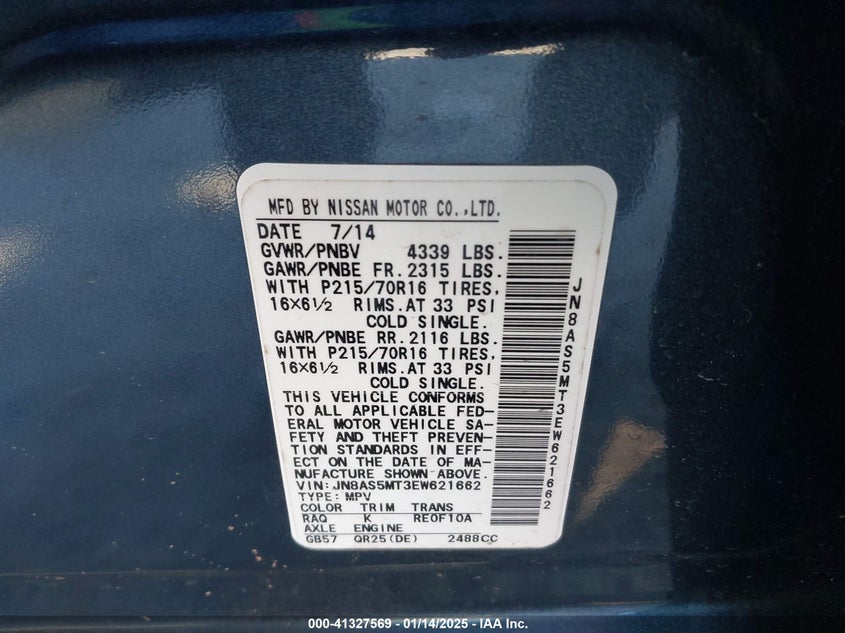 2014 NISSAN ROGUE SELECT S - JN8AS5MT3EW621662