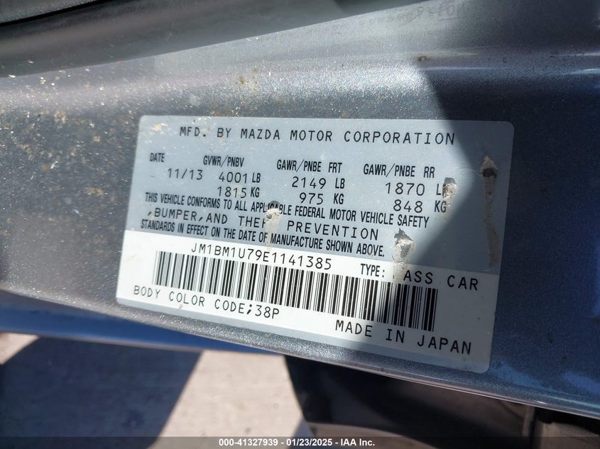 2014 MAZDA MAZDA3 VIN: JM1BM1U79E1141385