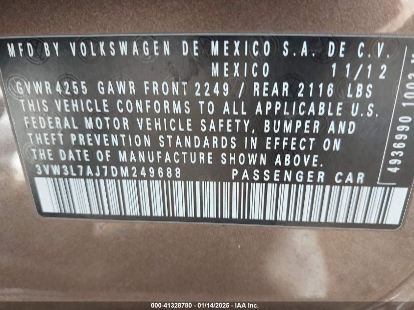 VIN 3VW3L7AJ7DM249688 2013 VOLKSWAGEN JETTA no.9
